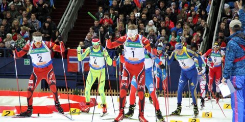 Российские биатлонисты выиграли золото в супермиксте на этапе Кубка мира в Чехии