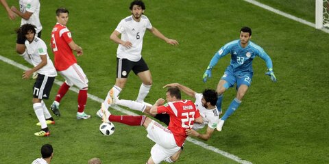 Россия забила первый гол в ворота Египта в матче ЧМ-2018