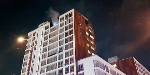 Пожар в многоэтажке в Балашихе сняли с коптера
