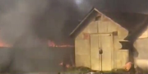 Крупный пожар охватил деревню Пешки в Подмосковье
