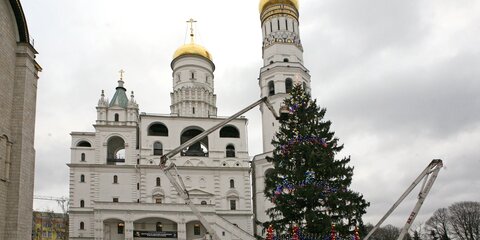 Москва онлайн: украшение елки на Соборной площади